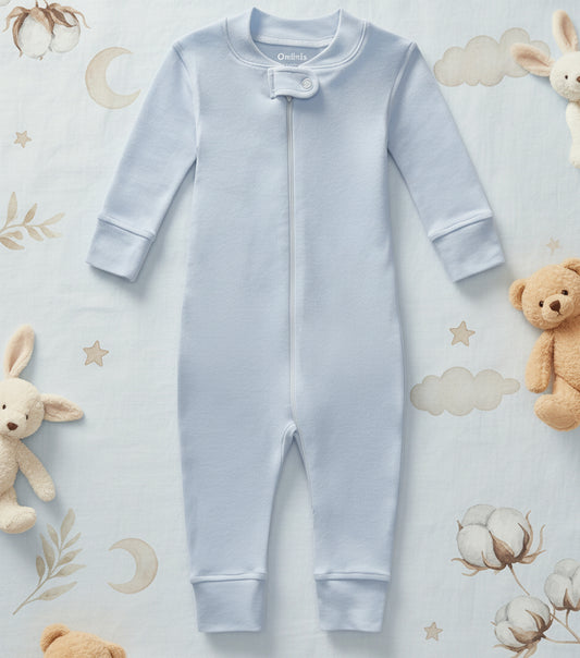 Organic Cotton Baby Boy Girl Zip up Sleep 'N Play Pjs, Footless, Long Sleeve