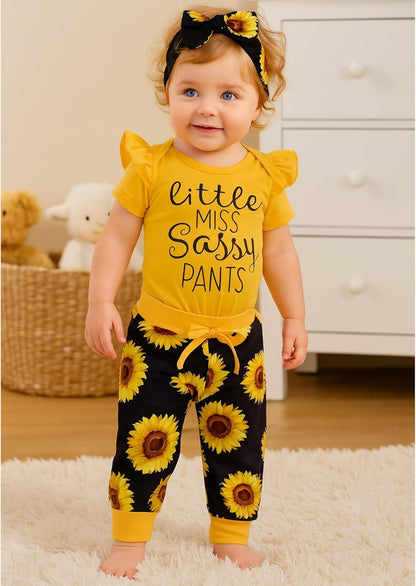 Newborn Baby Girl Clothes Infant Ruffle Romper Pants Set Summer Outfits Cute Baby Clothes for Girls