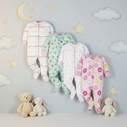 Baby-Girls 4-Pack Sleep 'N Play Footies Multi Pack